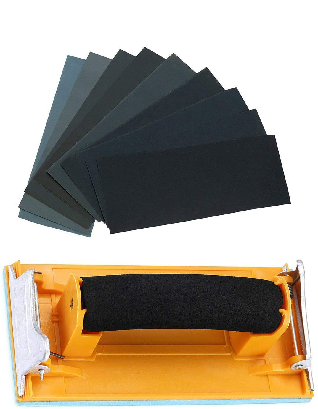 24 Pcs Papel Lija Surtido 120 a 3000 con Lijadora Manual Hojas 9×3.6 in Pulido