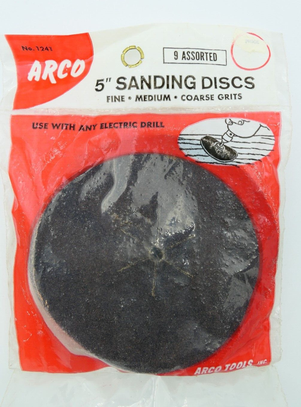 VTG Arco 5″ Sanding Discs No.1241 9Pk Assorted Grit Use w Any Electric Drill NOS