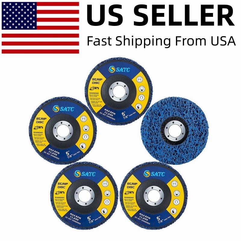 5”x7/8″ 5 Pack Poly Strip Disc Wheel Paint Rust Removal Clean Angle Grinder New
