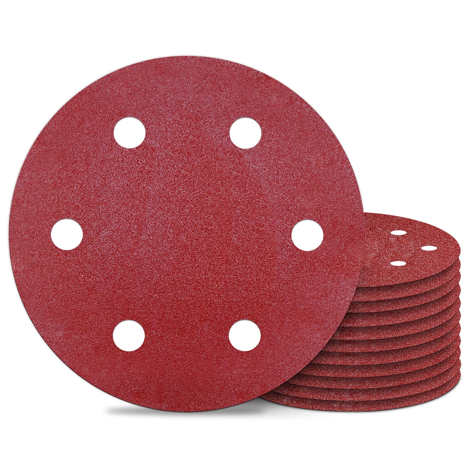 Awutzut 9 Inch 6 Hole Sanding Discs 80 Grit Hook and Loop for Drywall Sander 12P