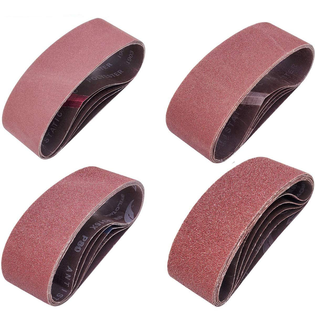 20 PCS 3 Inch X 21 Inch Abrasive Sanding Belts – 5 Each of 40 80 120 240 Grit Al