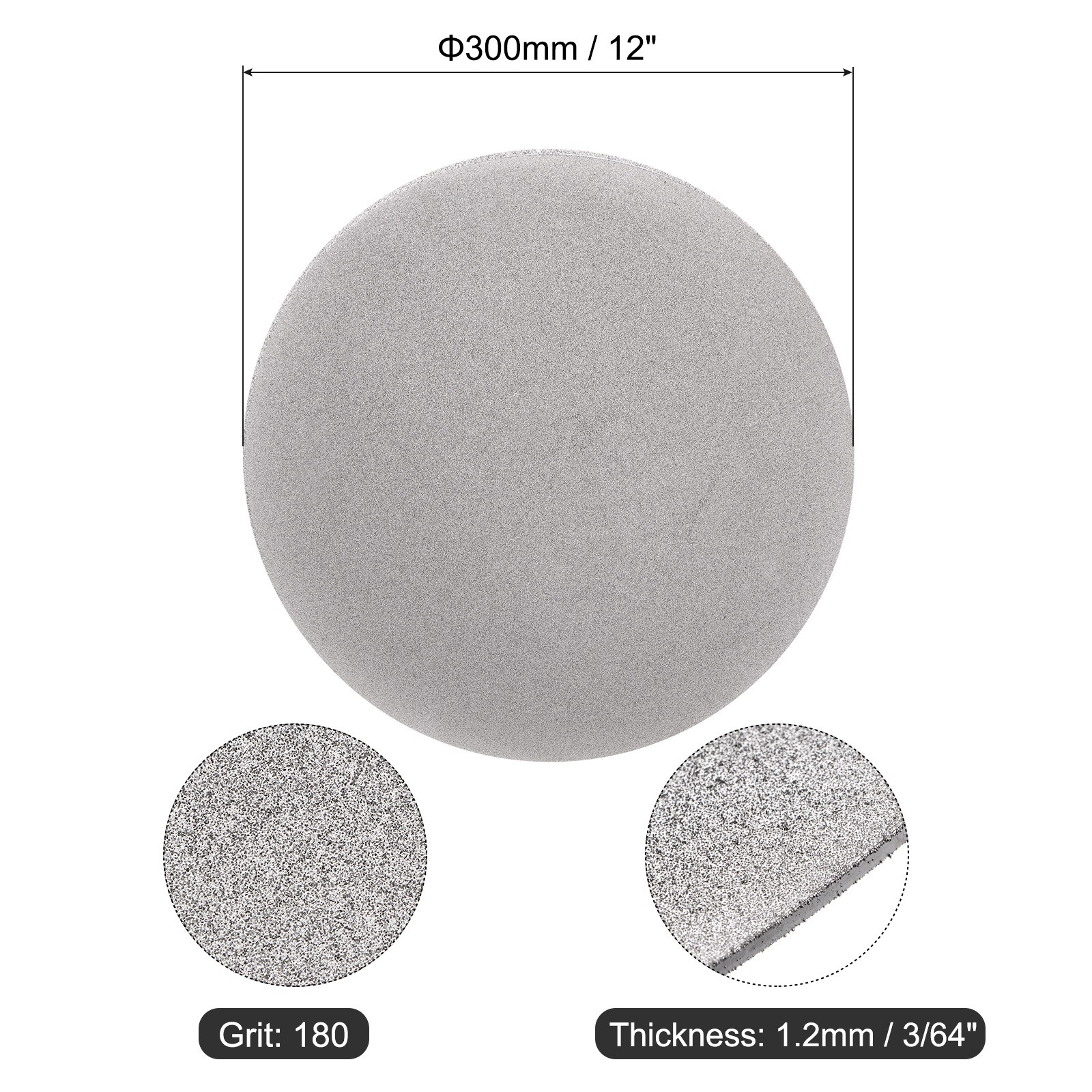 Diamond Sanding Grinding Disc 12″ Grit 180 No Center Hole Flat Lap Wheel Disk