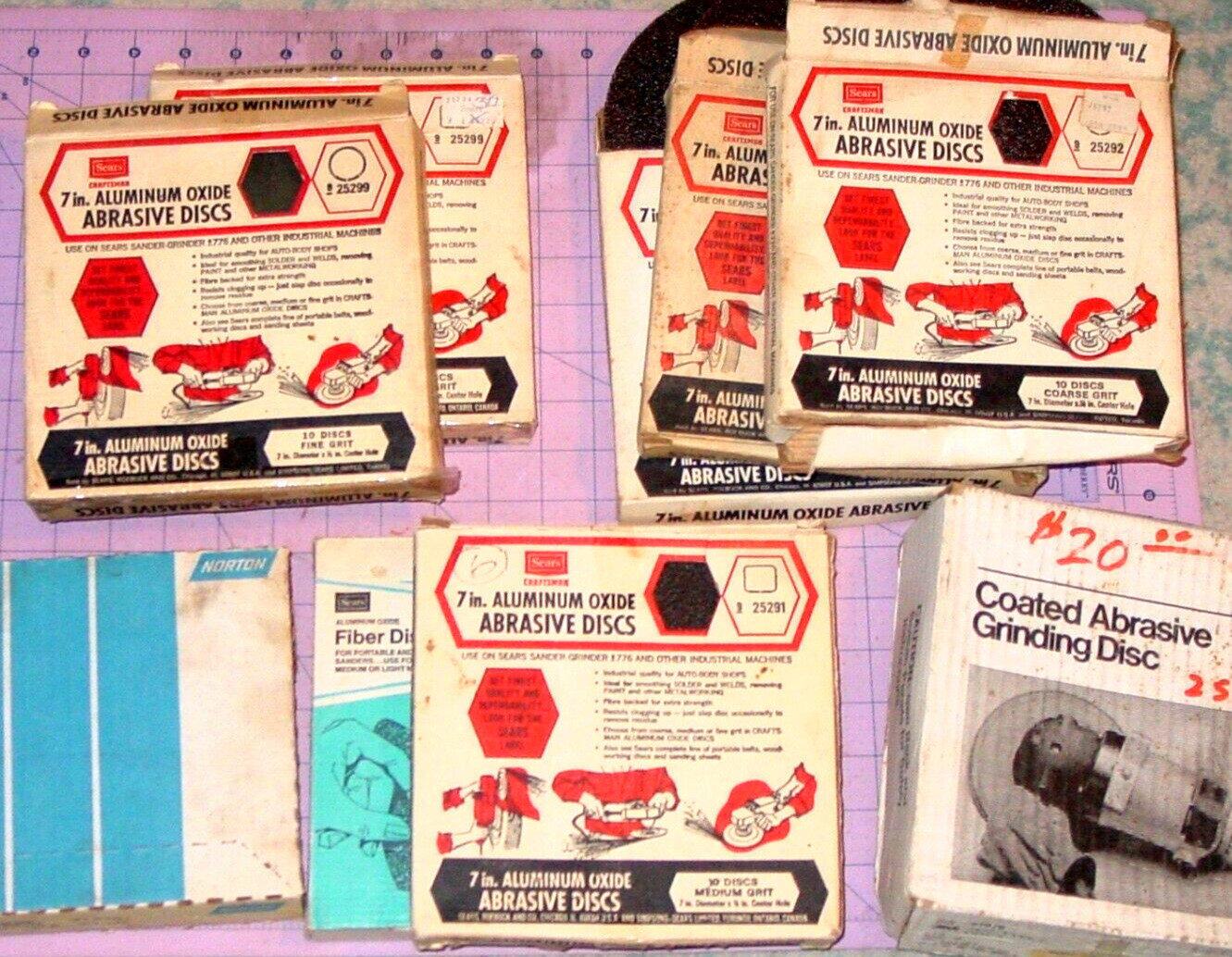 Fiber Resin Sanding 145 Discs Aluminum Oxide Large Mix Lot Sears Norton USA NOS