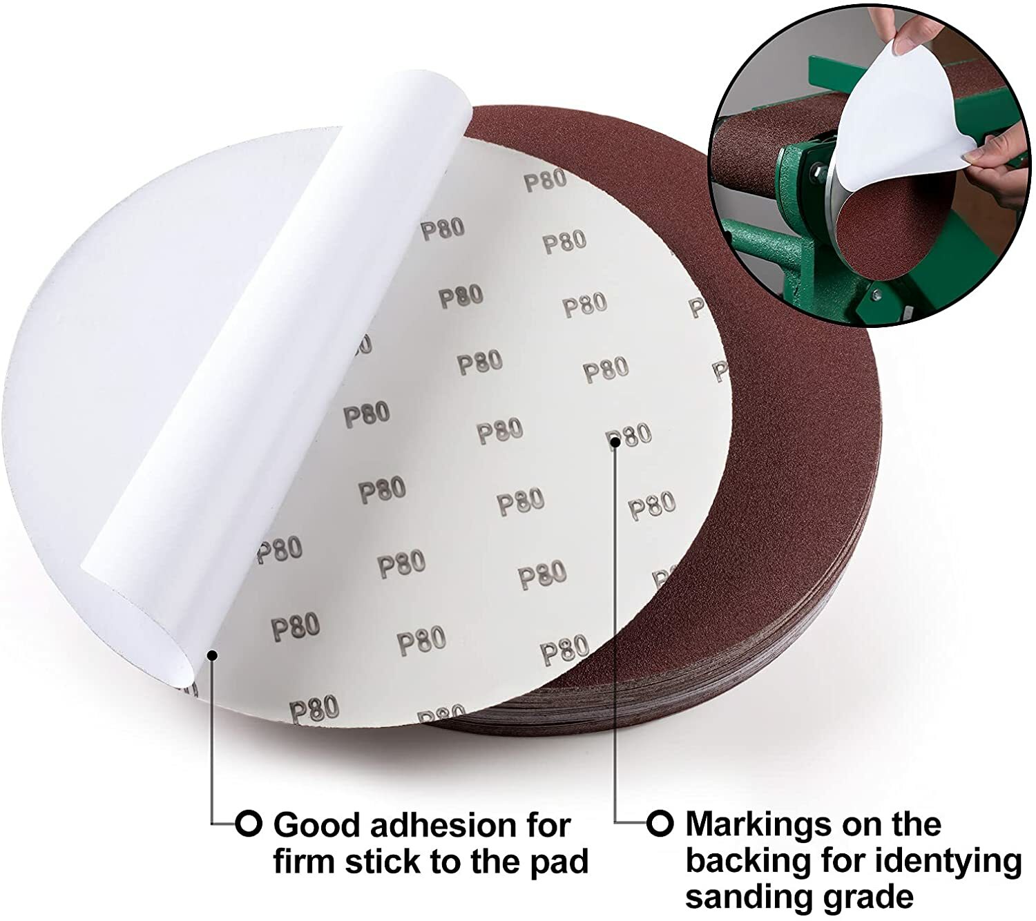 160 Pack 6 in PSA Sanding Discs Self Adhesive 80-1000 Grit Sticky Back Sandpaper