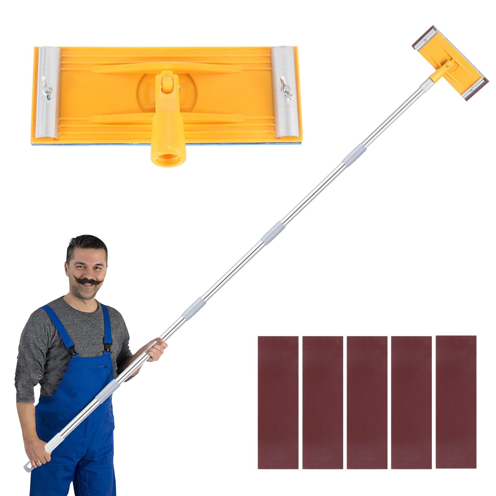 Pole Sander Drywall, 31-74-inch Manual Hand Drywall Sander with Extension Pol…