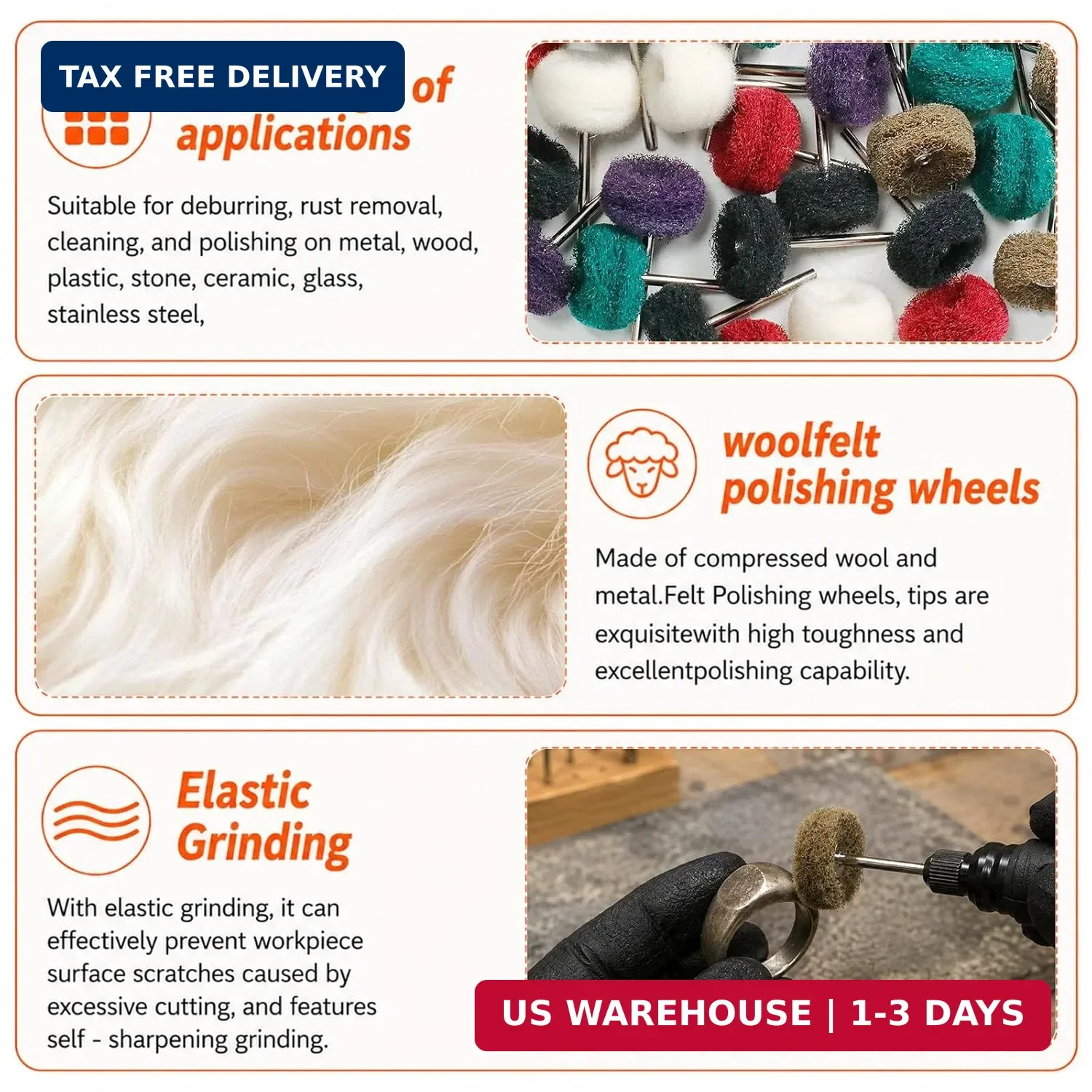 90-Piece Abrasive Buffing & Polishing Wheel Set – 1/8″ Shank, 1″ (25mm) 80-800 G