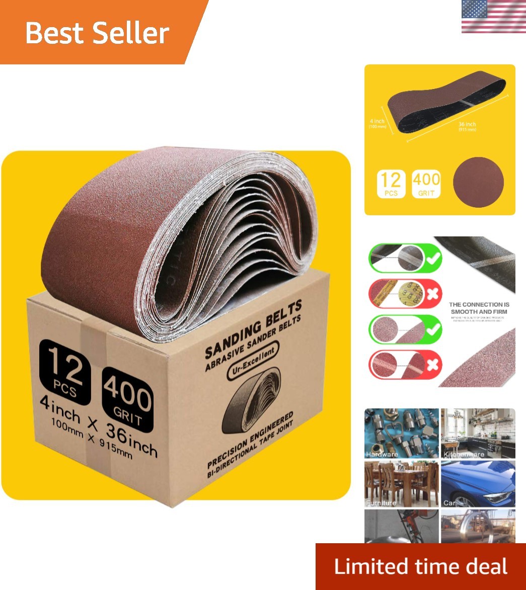 Versatile 400 Grit Sanding Belts 4 x 36 Inch – Ideal for Wood, Metal, & More
