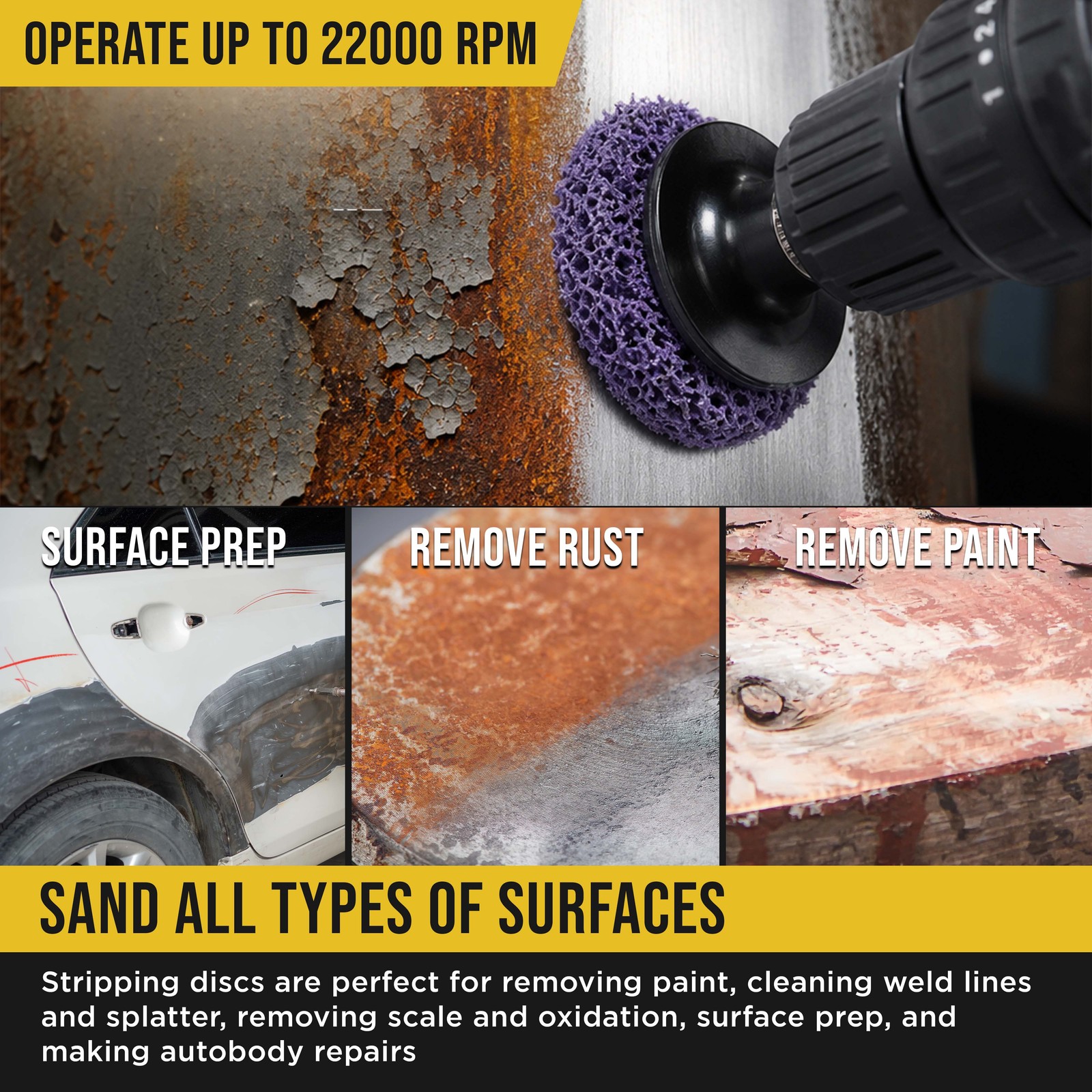 Dura-Gold 11 pc 2″ Diameter Abrasive Stripping Brush Wheel Set with Backing Pad