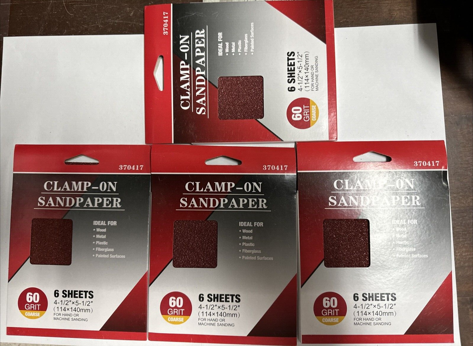 24 SHEETS- 4.5″ x 5.5″ Palm Sander 1/4″ Sheets Clamp on Sandpaper 60 GRIT
