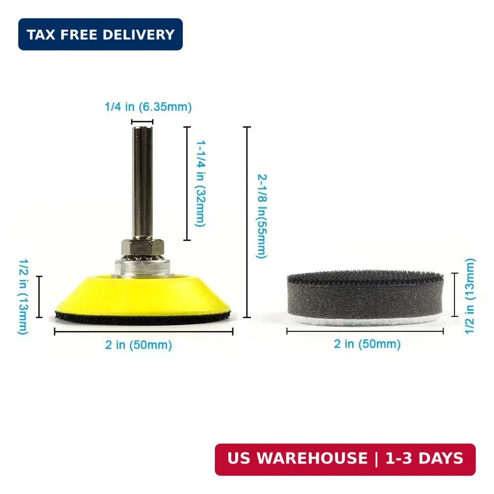 2 Inch (50mm) Hook and Loop Sanding Pad for Sanding Discs with 1/4 Inches Shank