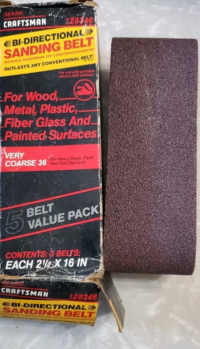 Bi-Directional Sanding Belts 3 Pkgs, Very Coarse 36, 2.5″ X 16 IN. #28346