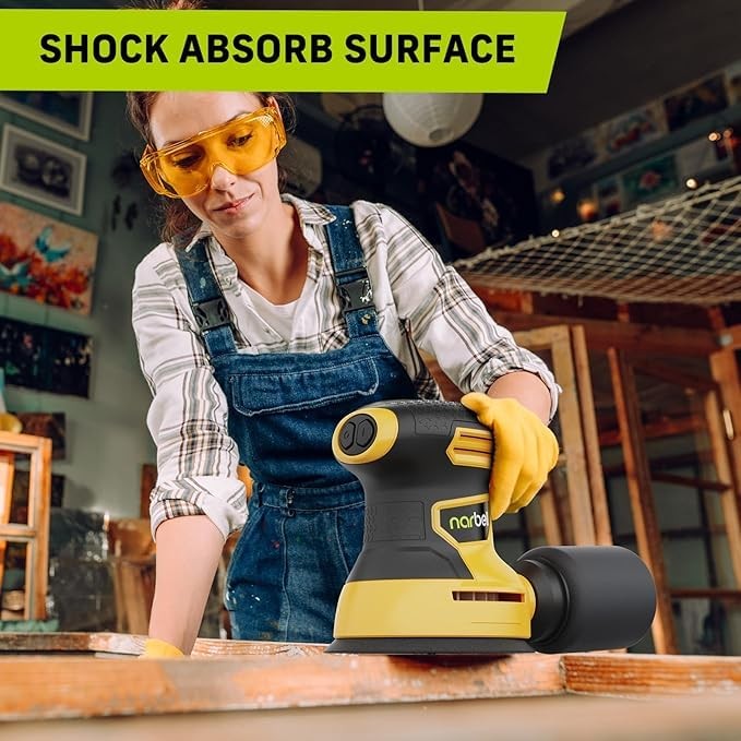 Narbell Orbital Sander 3.2A (380W), 14000RPM Max 6 Variable Medium, Yellow