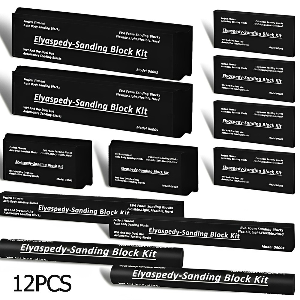 12PCS Sanding Block Kit Flexible EVA Foam Wet or Dry for Automotive or Woodwork