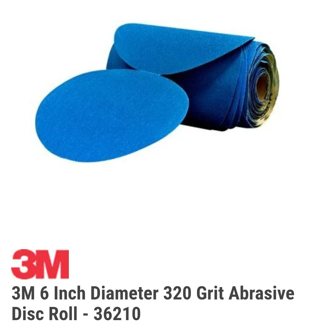 3M 6 Inch Diameter 320 Grit Abrasive Disc Roll -36210 5 rolls