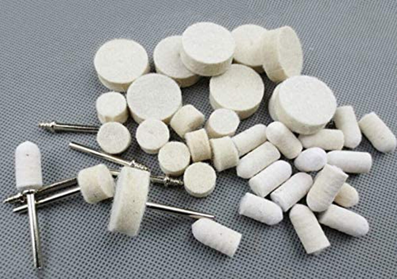100 Pcs Wool Felt Buffing Polishing Pad Wheel Cone Tips For Grinder Dremel A972