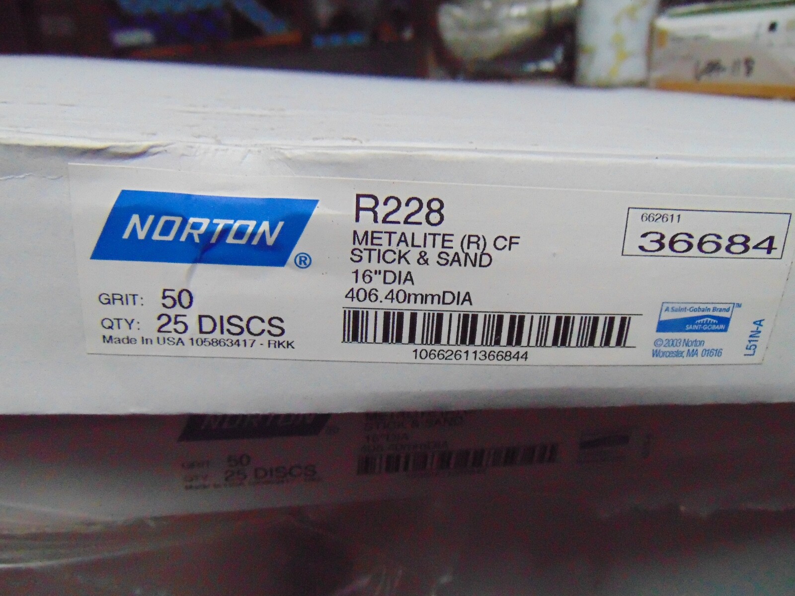 36684 Norton Floor Sanding 16″ Large Diameter 50 Grit cloth Discs 25-Pack