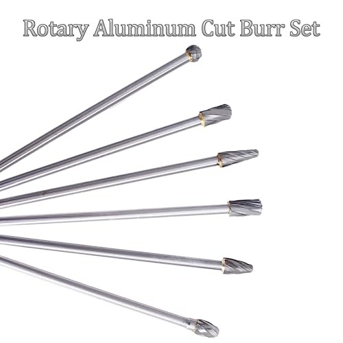 6Pcs 10mm Rotary Aluminum Cut Burr Set 6mm 1/4 Inch Head 150mm Carbide Bit