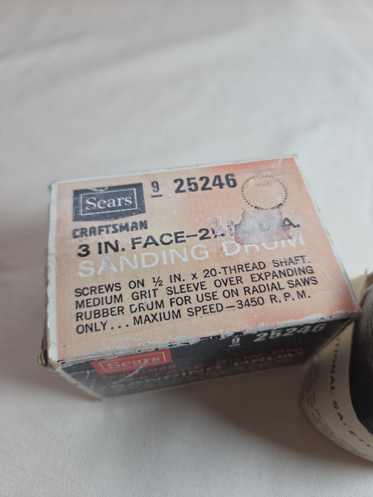 Sears Craftsman 3 in. Face 2-1/4 in. Dia. Sanding Drum # 9-25246 With Box