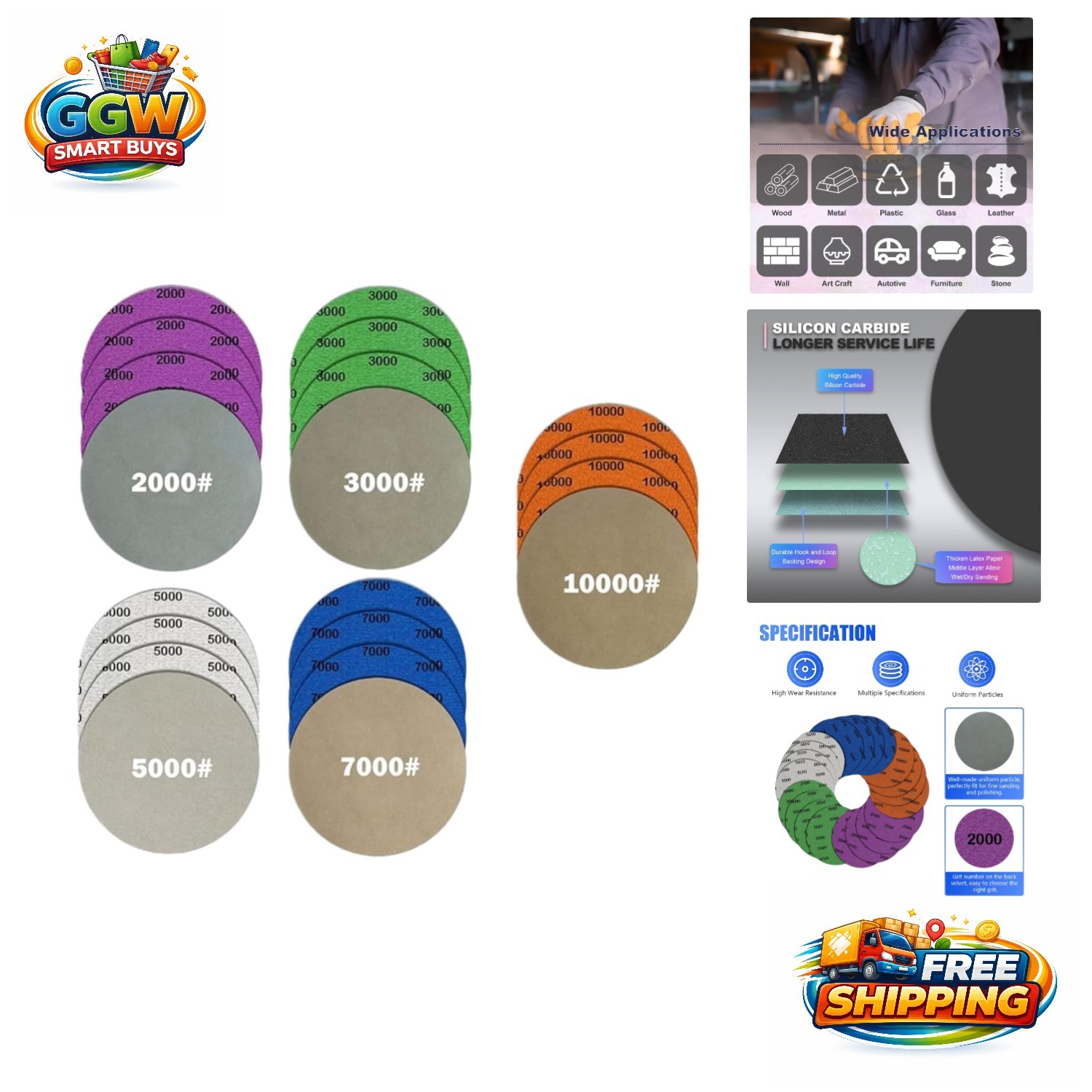 High-Quality 5-Inch Silicon Carbide Sanding Discs: 20Pcs for Ultimate Finish