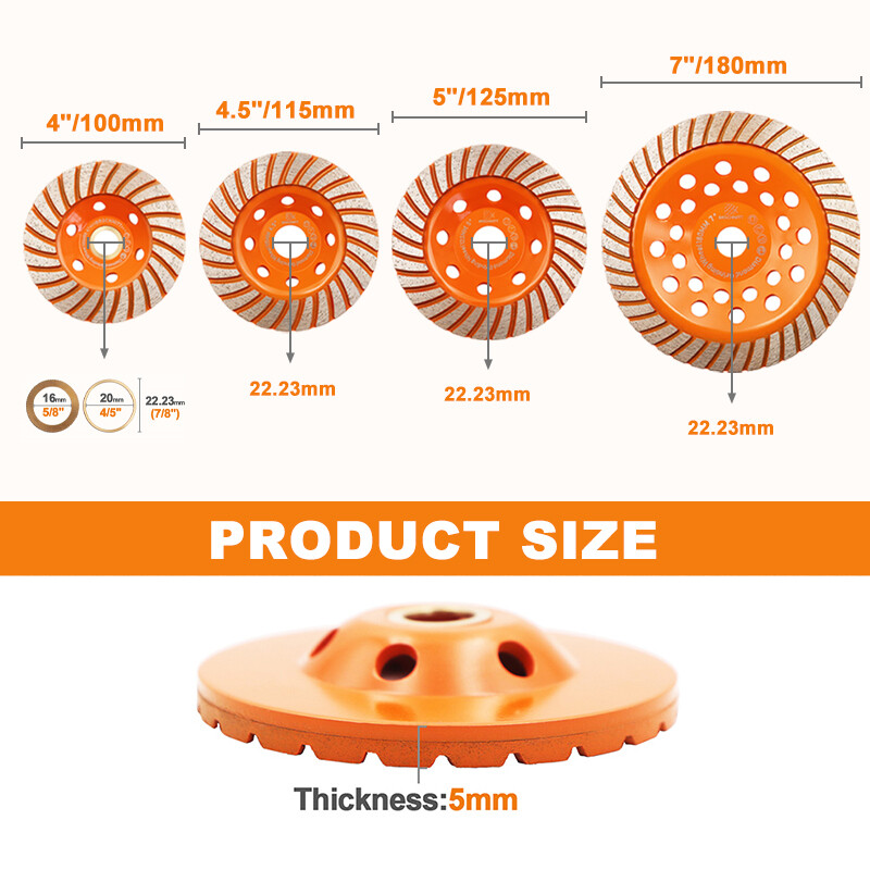 Concrete Diamond Turbo Grinding Wheel Angle Grinder 4-7inch for Masonry Marble