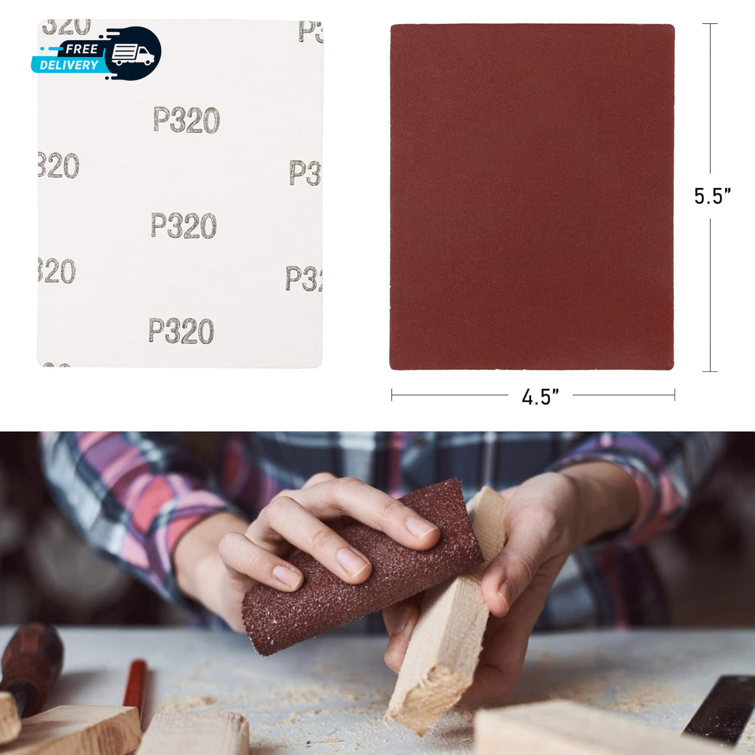 1/4 Sheet Sandpaper for Palm Sander 50PCS 60 80 120 180 240 320 400 600