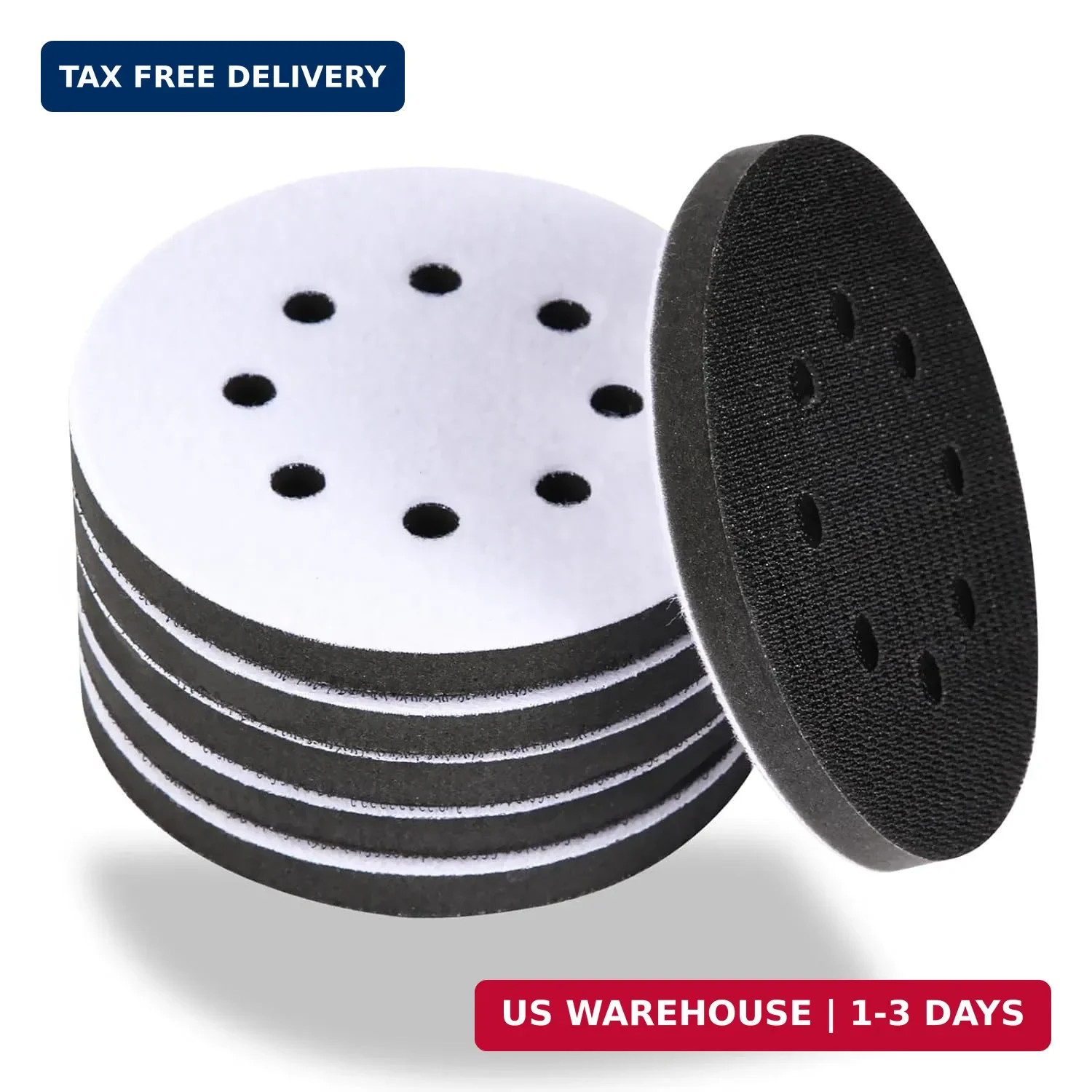 6 Pack 5 Inch 8 Holes Interface Pad, 5″ Orbital Sander Foam Pad for in Sander, H