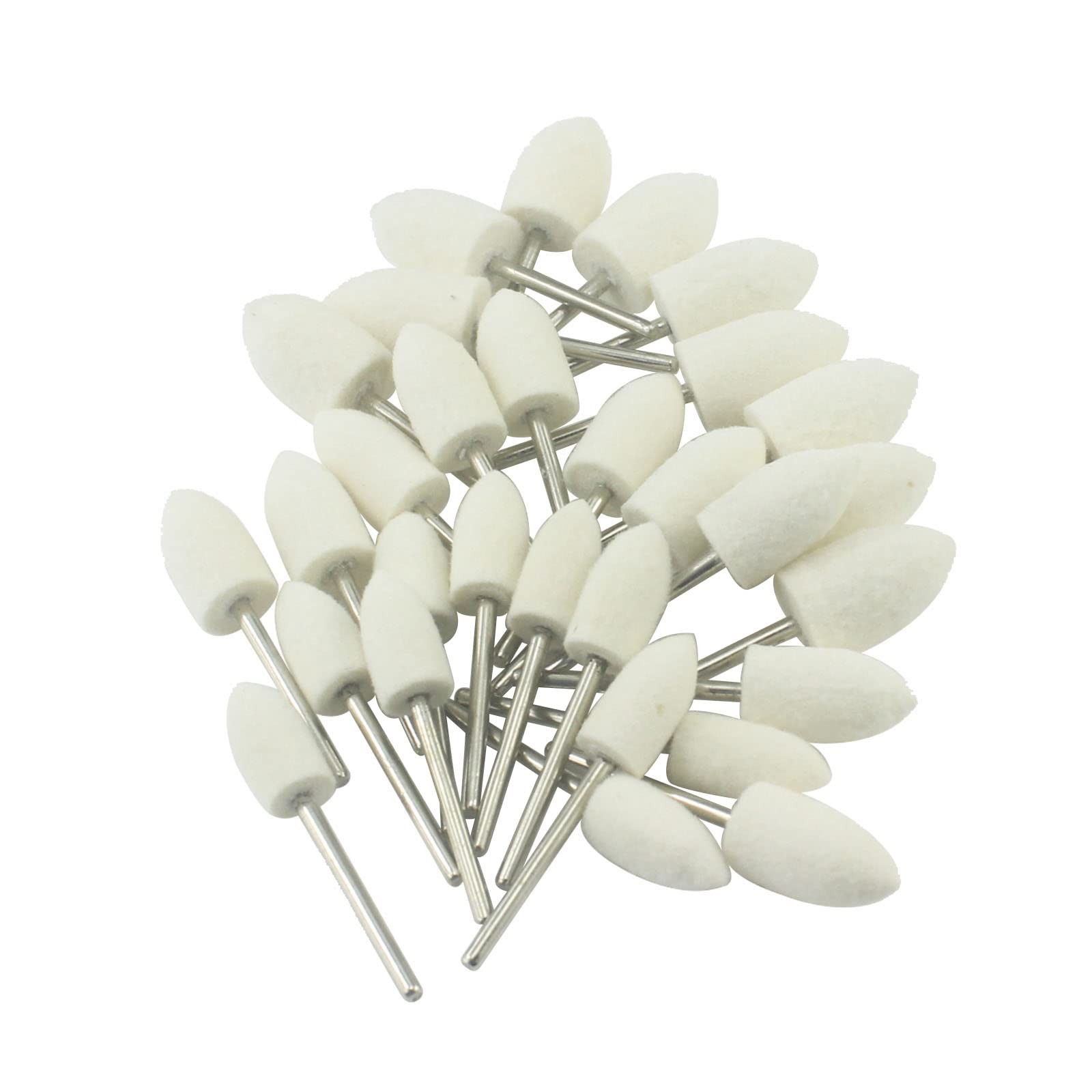 Luo ke 30 Pcs Wool Felt Polishing Bits, 3/32” Shank Cone Shape Wool Polishin…