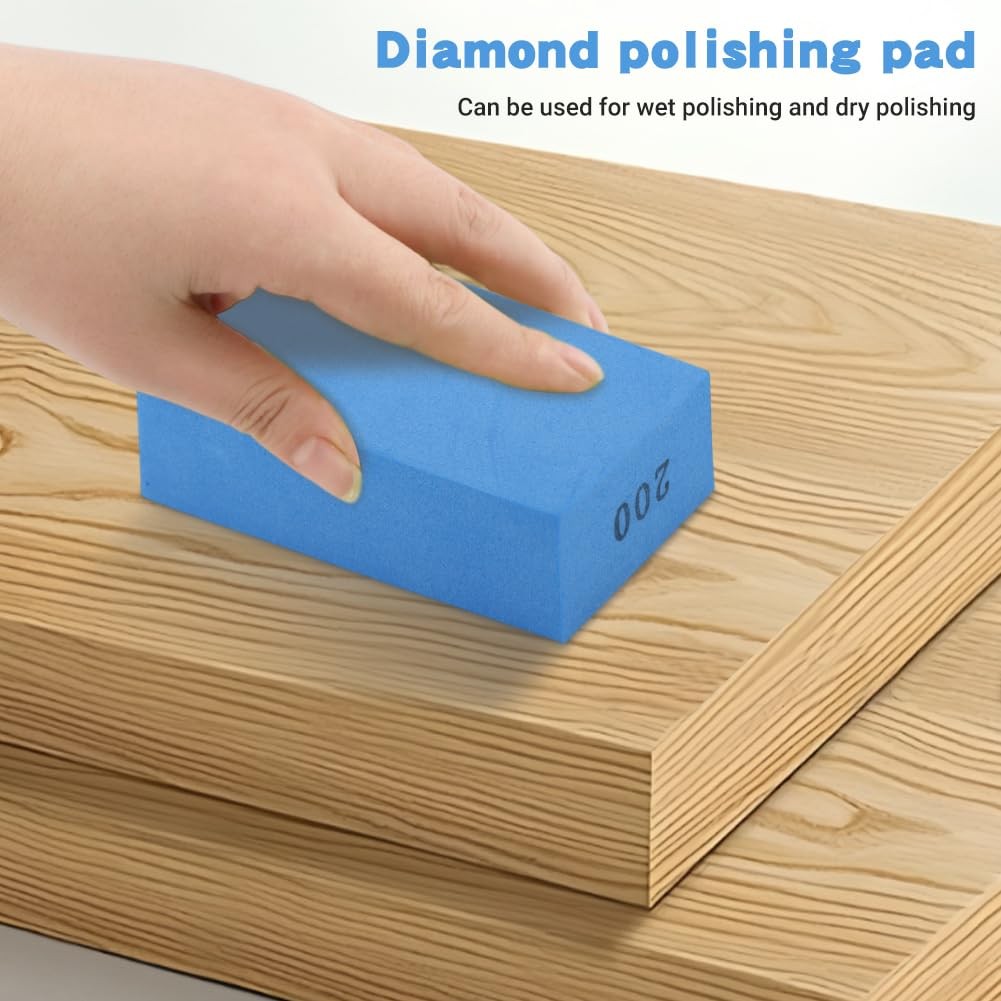 6 Pack Diamond Hand Polishing Pads Sanding Blocks for Glass Wood Ceramic Marble