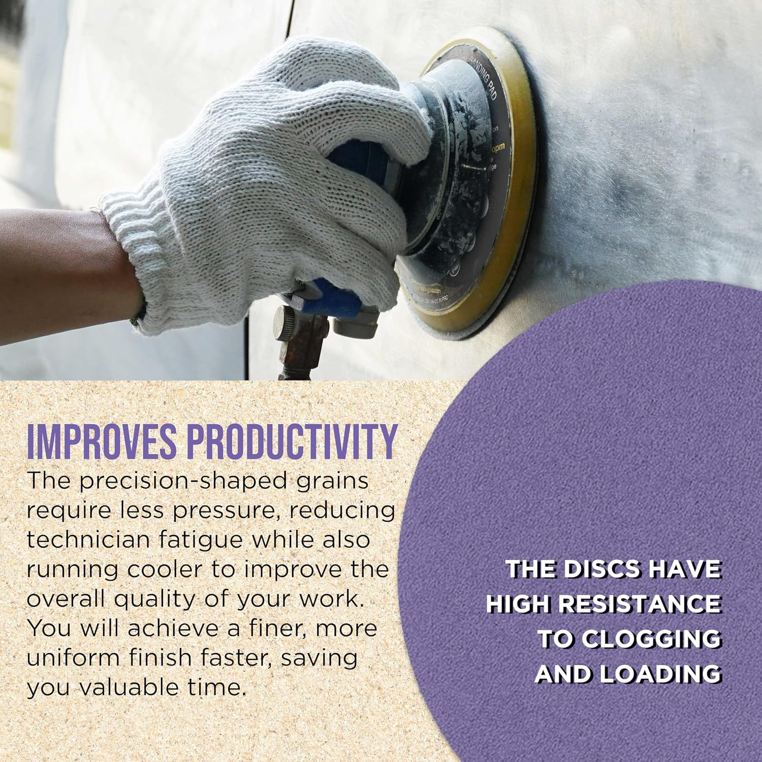 Premium 80 Grit 6″ PSA Purple Film Ceramic Sanding Discs, Box of 50 – Self Adhes
