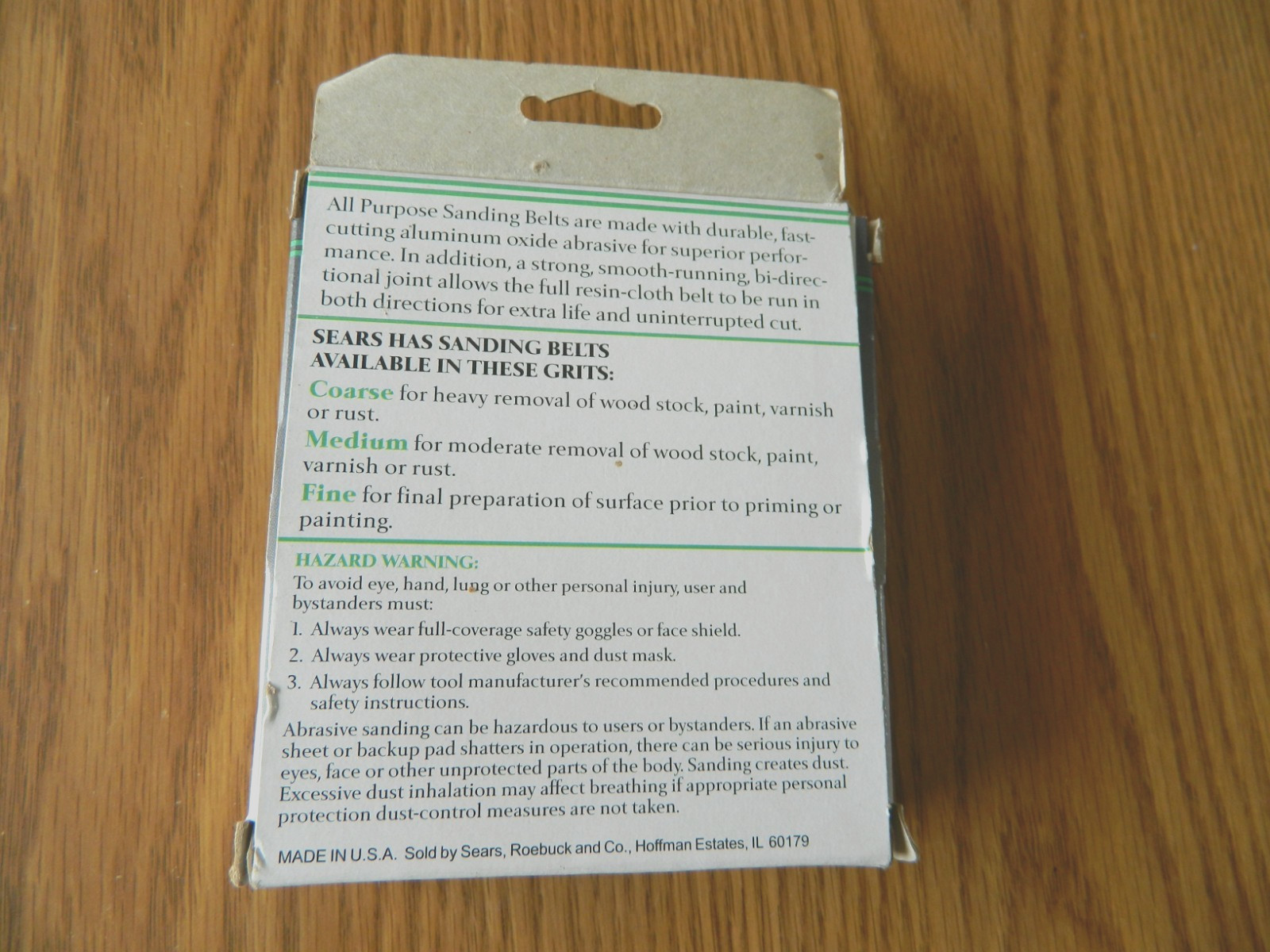 Sears/Craftsman (3) 1″ x 30″ Sanding Belts – 1 Fine., 1 Med., & 1 Coarse #928413