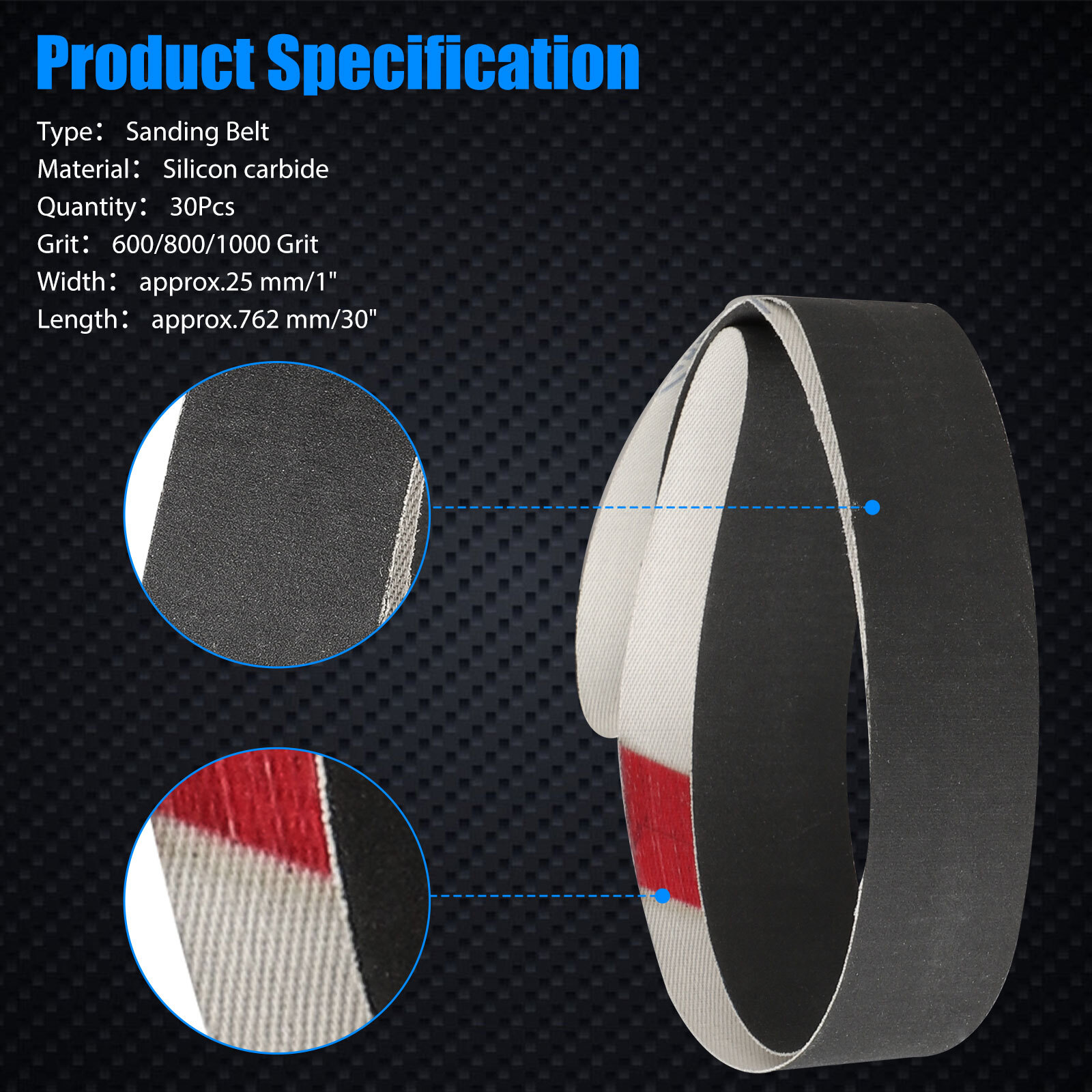 30Pcs 1x30inch 600 -1000 Grit Sanding Belt Polishing Grinding Sander Sandpaper
