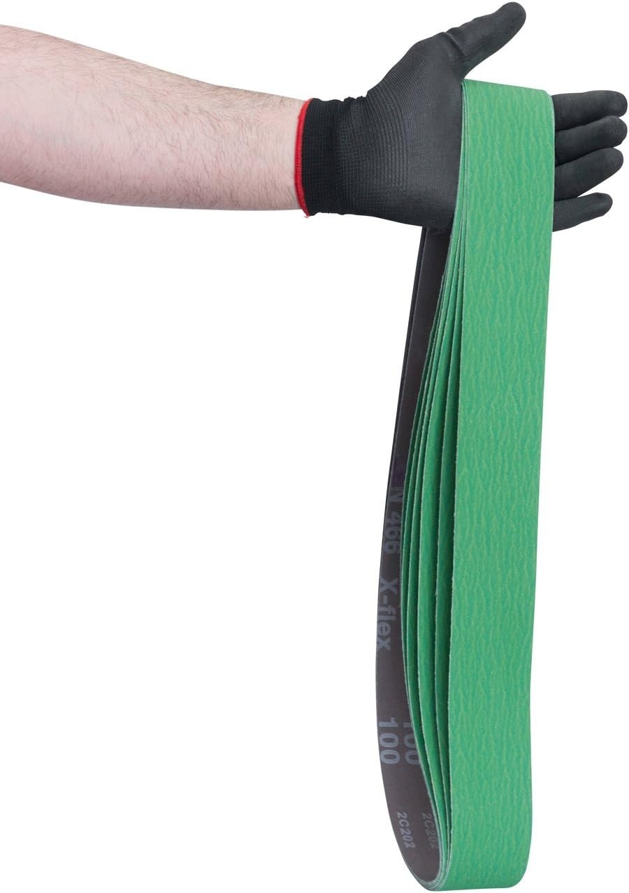 Durable 2 X 72 Inch Ceramic Sanding Belts – 220 Grit for Heavy Grinding, 6 Pack
