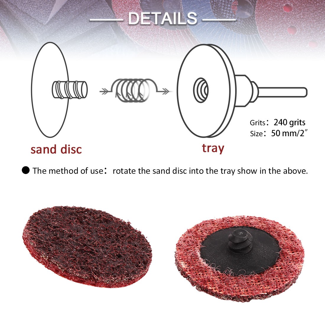 30Pcs 2″ Coarse Medium Fine Grit Scour Sanding Discs Nylon Lock Surface for Car