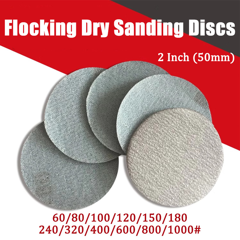 50mm-2″Inch Flocking Dry Sanding Discs Hook and Loop Sandpaper Pads 60#-1000#