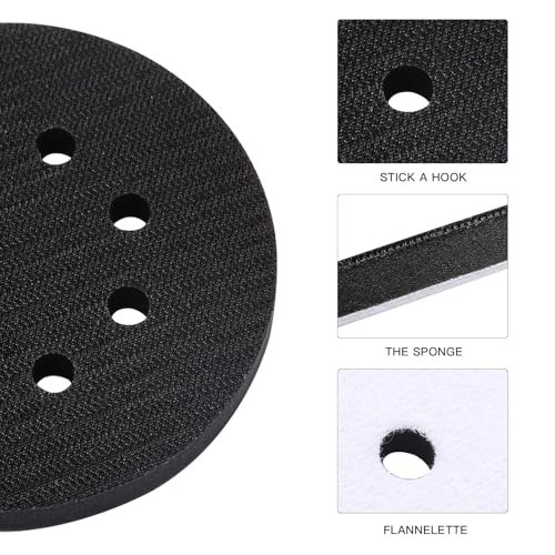 TPSUIPA 6 Pack 5 Inch 8 Hole Foam Sanding Pads, Soft Density Interface Pad, H
