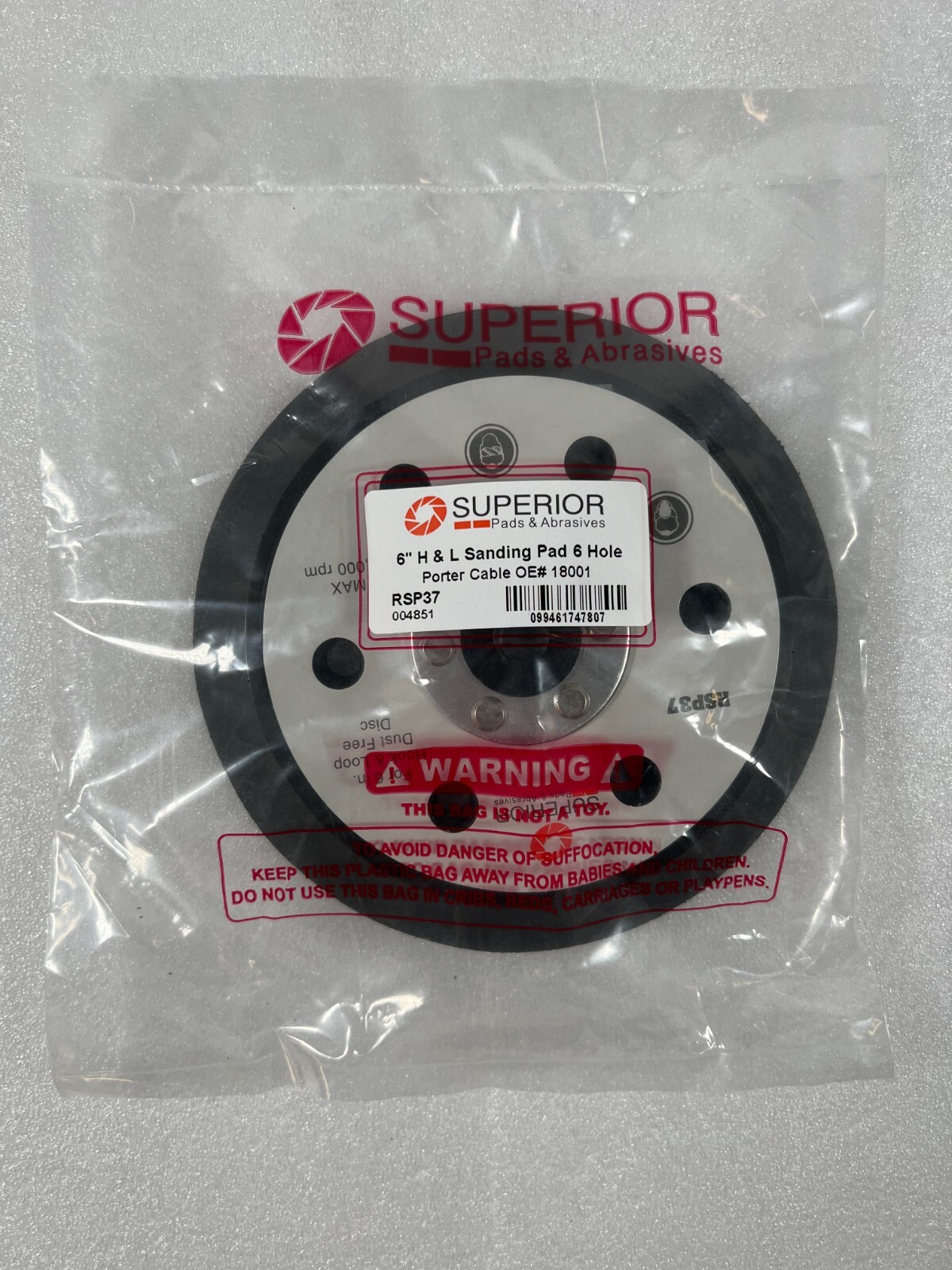 Backing Pad 6″ Hook Loop for Porter Cable Polisher 7424 7424XP 18001