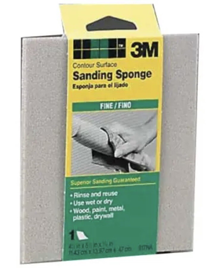 🔥3M Contour Surface Sanding Sponge 06965, 4.5 in x 5.5 in x .1875 in, 250 Fine