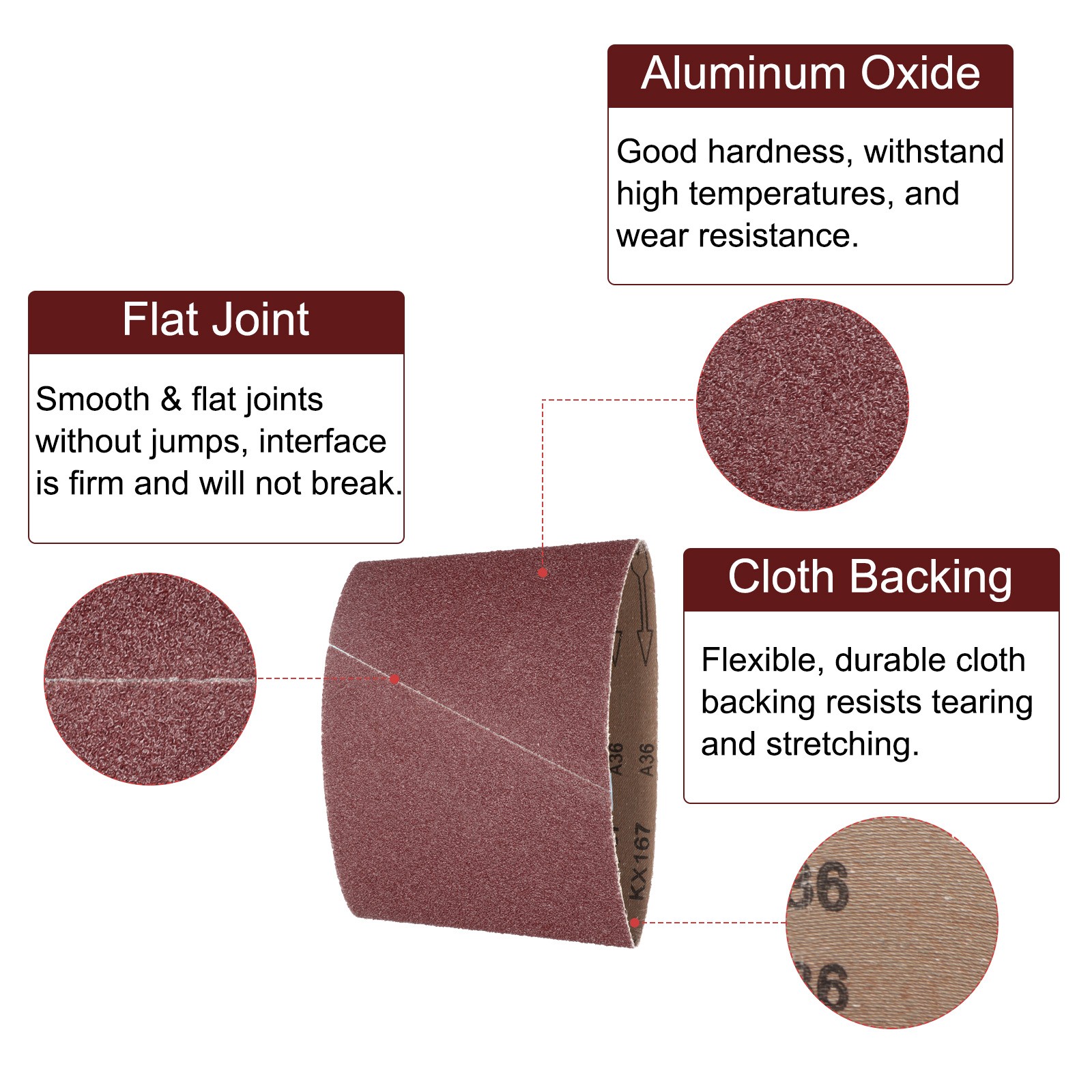 5pcs 8″ x 19″ Sanding Belts 36 Grits Aluminum Oxide Abrasive Sander Belt