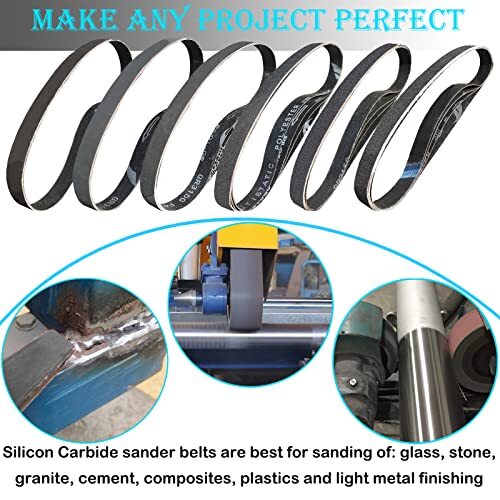 18 PCS 1 x 42 Inch Premium Silicon Carbide Sanding Belts Assortment- 3 Pcs Ea…