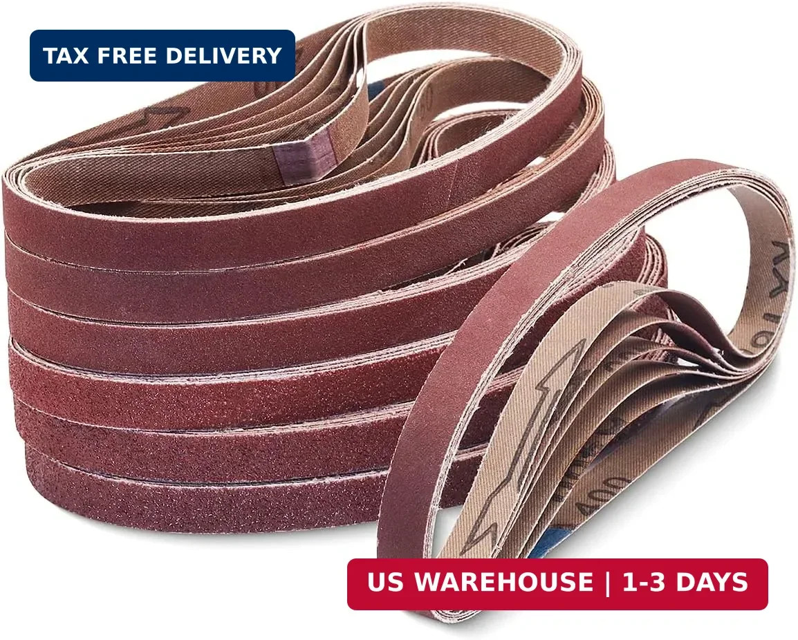 42 Pcs 3/8 x 13 Inch Sanding Belts,3/8×13 Sanding Belts Sandpaper for Air Belt S