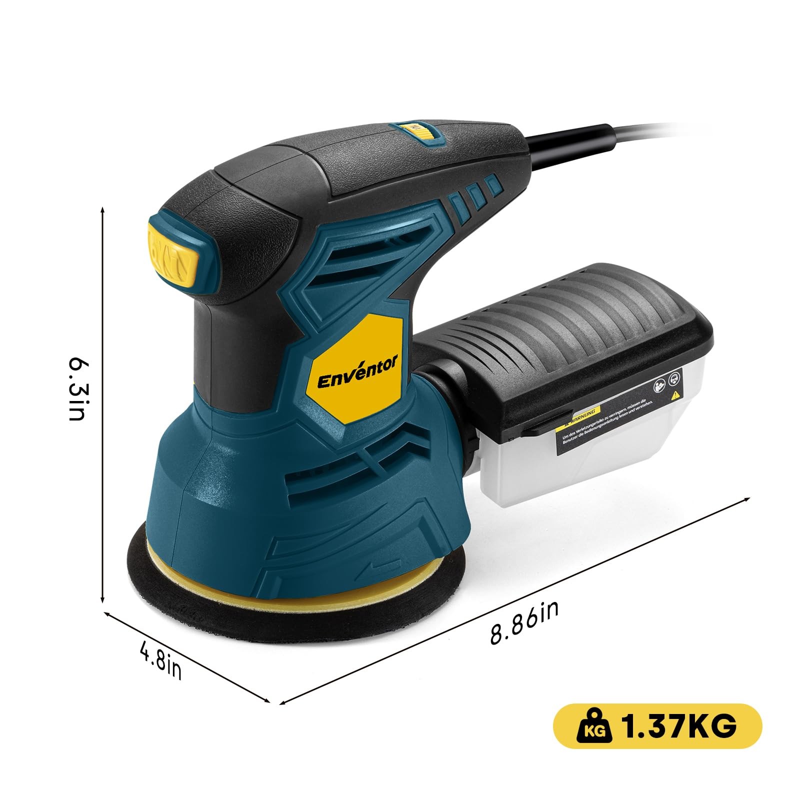 Enventor 2.5A Random Orbital Sander, 300W 5-Inch Electric Sander
