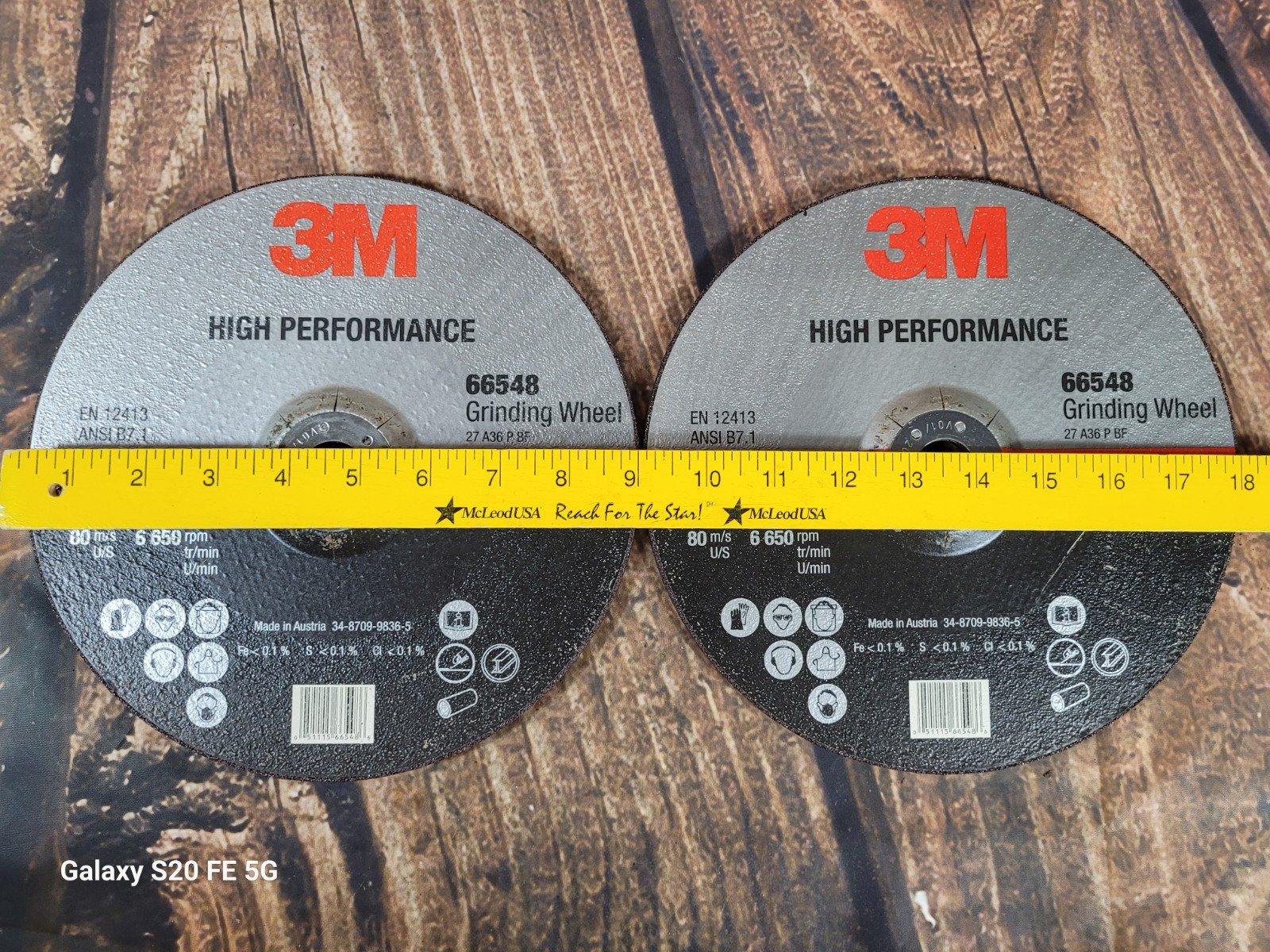 3M 9″ x 1/4″ x 7/8″ High Performance 66548 Grinding Wheel Lot of 2 Depressed