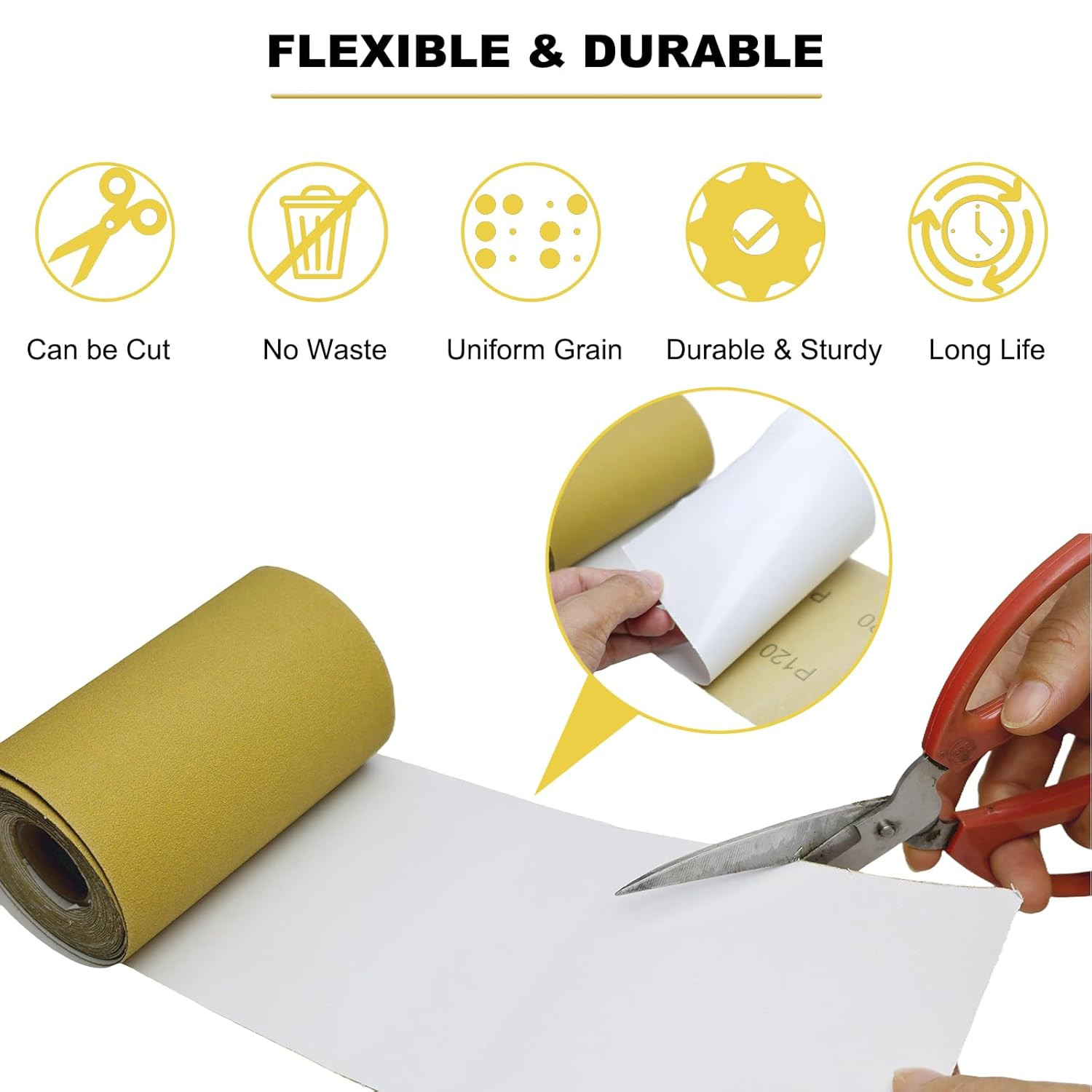 Total 20 Yards Long 4-1/2″ Wide Continuous Roll Set – 80 120 220 320 Grit
