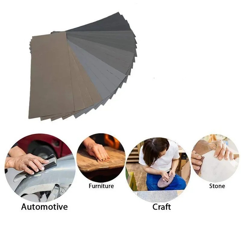 Wet Dry Sandpaper Assorted Grit 1000-7000 Automotive Wood Metal Polishing 20pc