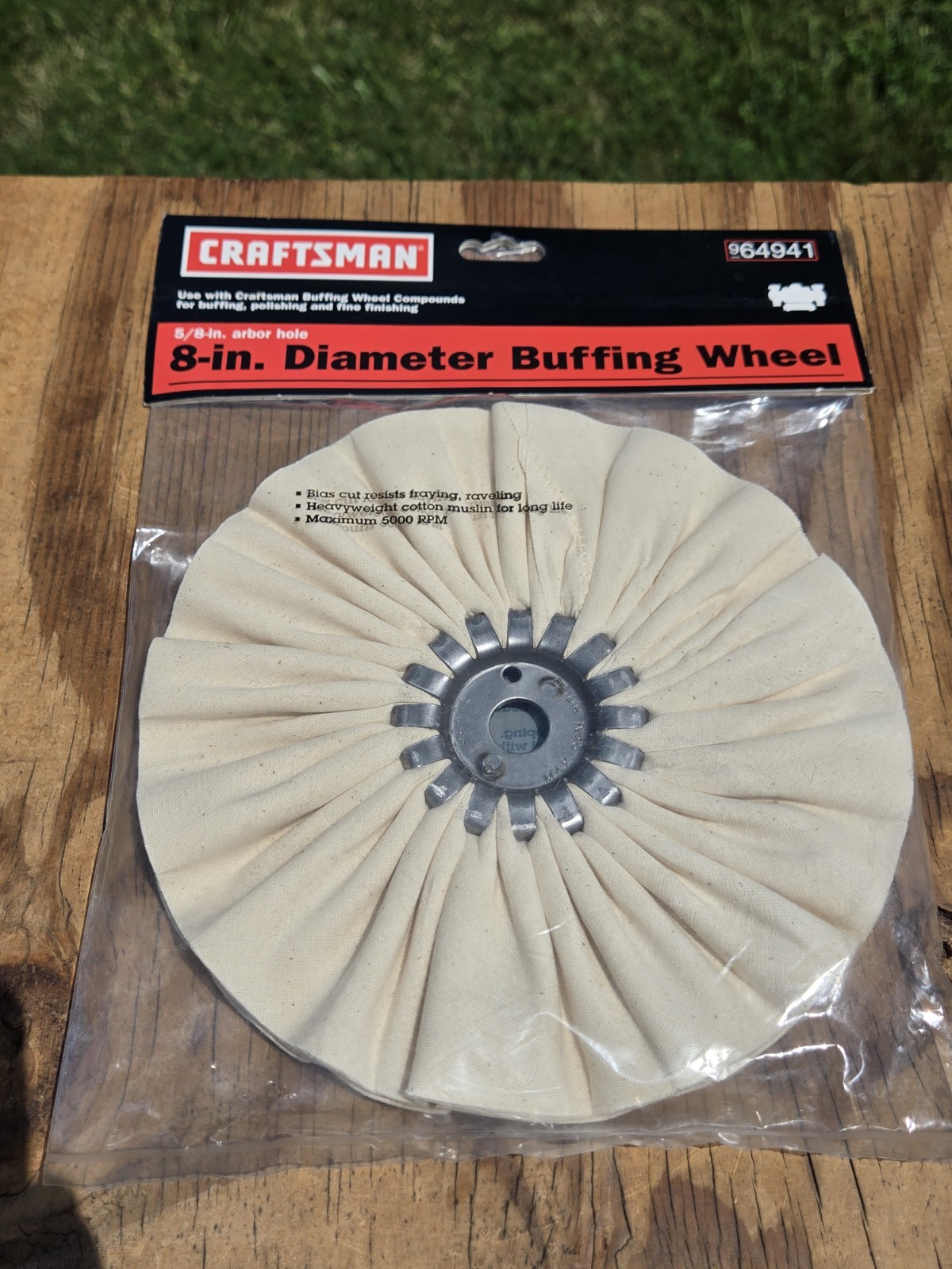 NOS Vintage SEARS Craftsman 8in. Diameter Buffing Wheel 64941 USA