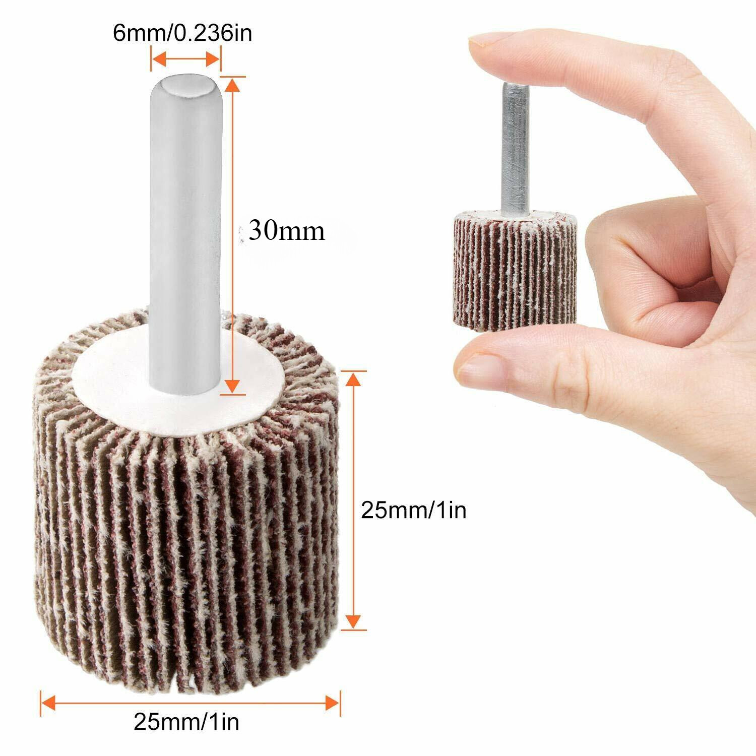 5PCS Drill Flap Wheel Sander 1x1x1/4″ Flapper Sanding Grinding 40 60 80 120 Grit