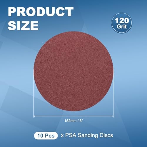 Pack 6 Inch PSA Sanding Discs 120 Grit Aluminum Oxide Self Adhesive 120 grit 10
