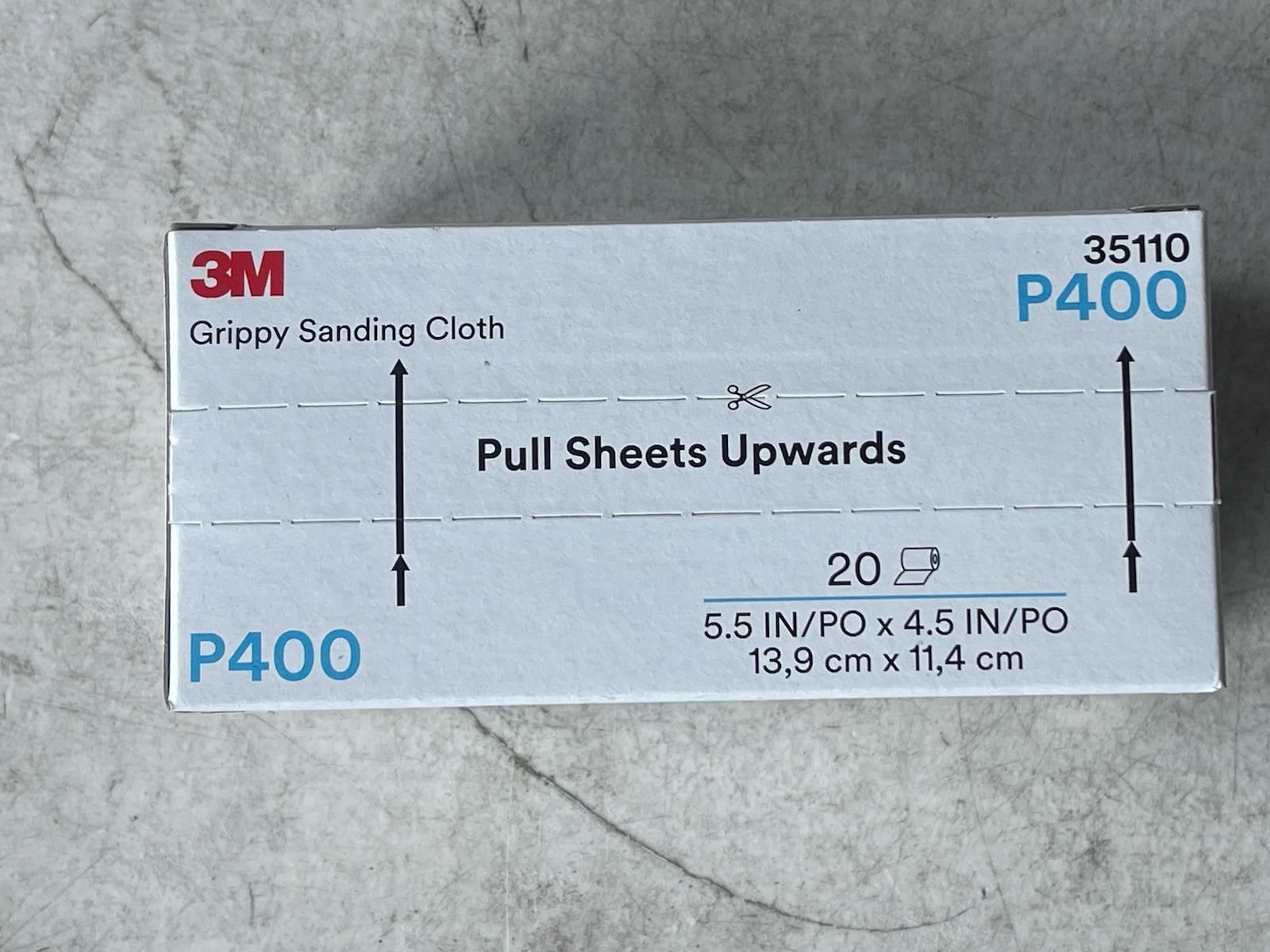 3M Grippy Sanding Cloth 35110 P400 Grade 5.5 In x 4.5 In 20 Sheets