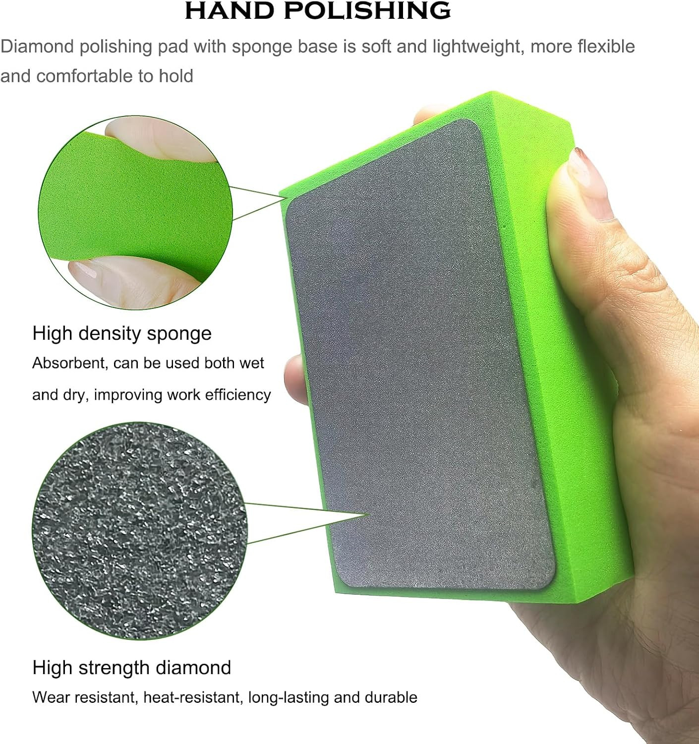 4 Pack Diamond Hand Polishing Pads Sanding Block Set 60-400 Grit Wet Dry
