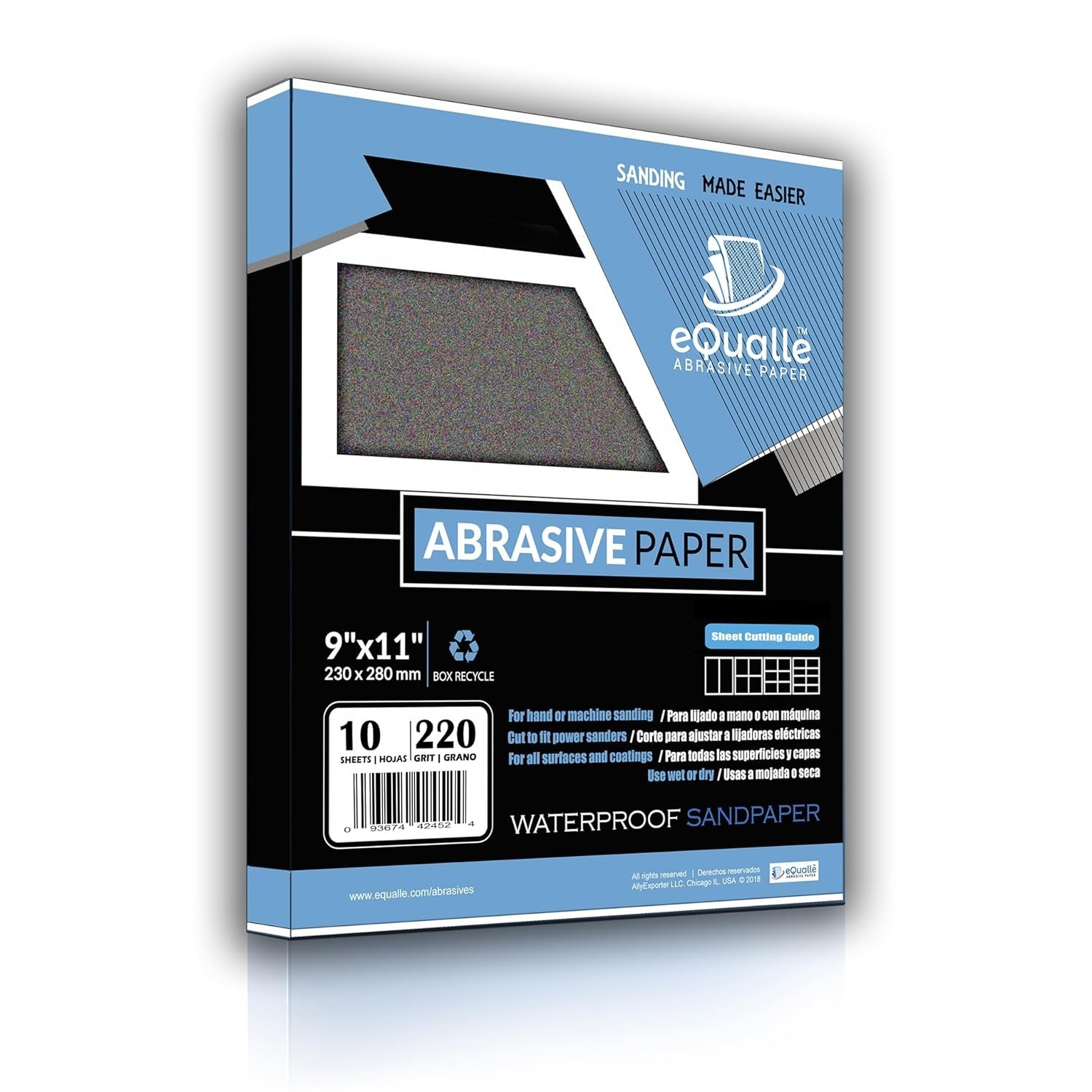 Pack of 10 Silicon Carbide Sanding Sheets 9×11 in 500 Grit Wet Dry